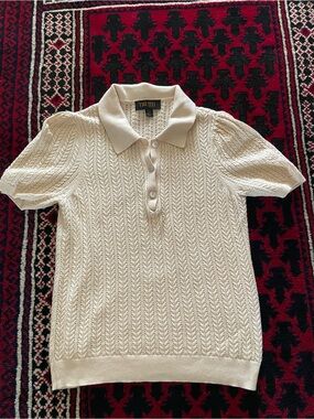 Truth republic Cream Cable-Knit Polo Top, size medium